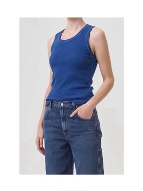 Agolde Ribbed Tank Top in Deep Blue